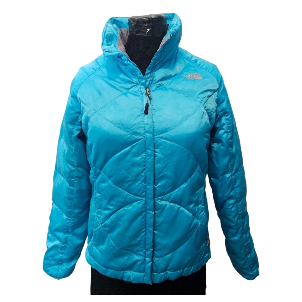 The North Face 550 Goose Down Puffer Jacket Women's Size Small Sky Blue Ski Snow